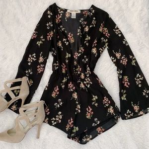 floral long sleeved romper